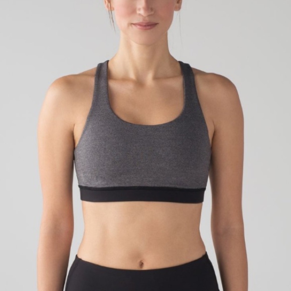 Lululemon Invigorate Bra Heathered Black / Black Size 8